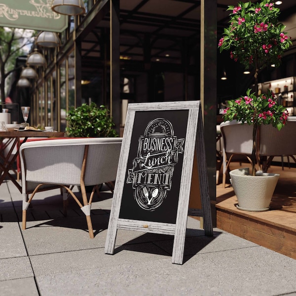 Flash Furniture Graywash Wooden A-Frame Magnetic Chalkboard HGWA-GDI-CRE8-132315-GG - main